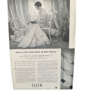 Vintage 1934 Elgin Watch Fifth in Our Family Ad Advertisement
